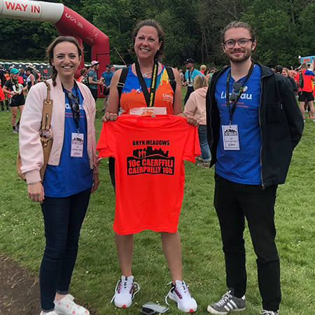 Lucy, Lowri and Patrick at the 2022 Caerphilly 10k 